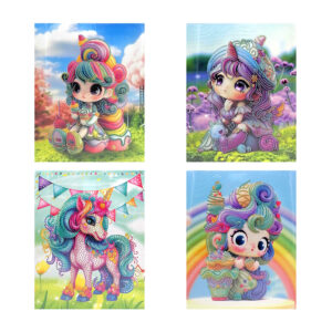 Dibujo interactivo diamon painting 24x30cm con diseño personajes kawaii de fantasía + accesorios, variedad de modelos / 12896 / qjh3431