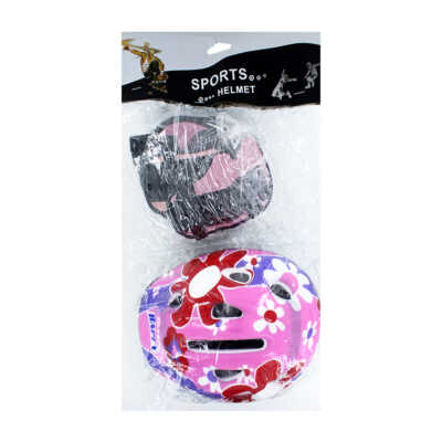 Kit de seguridad para deportes con casco, rodilleras y coderas con estampado animado, variedad de diseños / sports helmet / girl happy