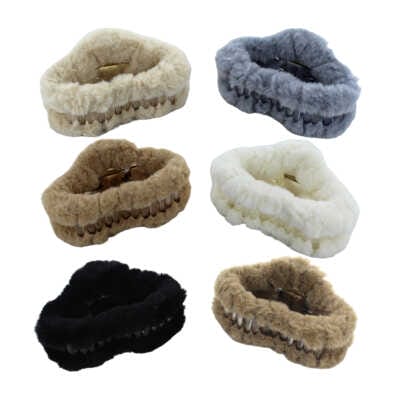 1pza Pinza afelpada tipo peluche para el cabello , variedad de colores / 23-fs-119