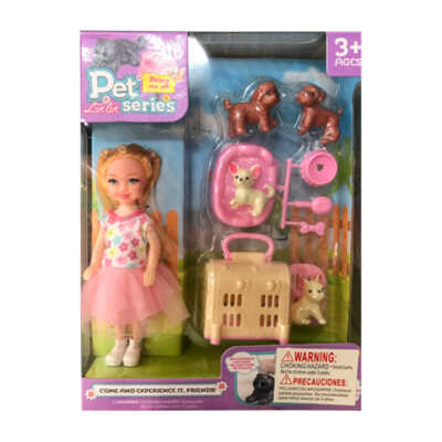 Muñeca pequeña con mascotas y accesorios pet lin lin series, variedad de modelos / 7722-2