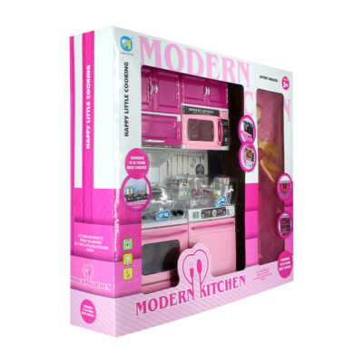 Cocinita de juguete interactiva con muñeca, luz y sonido / modern kitchen