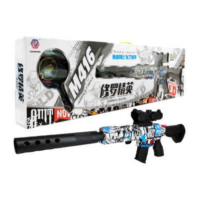 Pistola / rifle de hidrogel m416 assault hd 6x mirror con sartén diseño de grafiti + accesorios / 90144 / 312