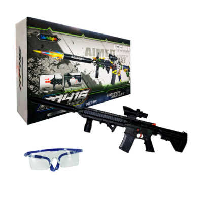 Pistola / rifle m416 de juguete para balas de hidrogel de 7-8mm, luz led de colores y accesorios / wáter bullet / 9901-1dg