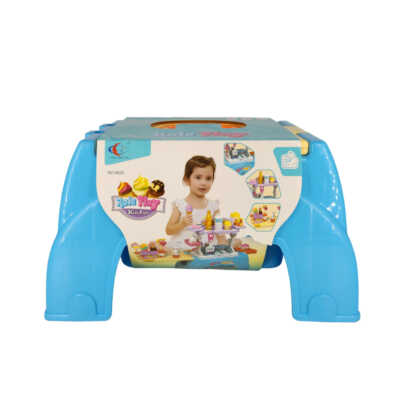 Banco infantil de plástico 2en1 role play con 46 accesorios de cocina, variedad de colores / 6622