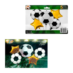 Juego de 5 globos metálicos con diseño de balones de fut ball y estrellas / bq459 / yy-f30