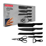 Set de 4 cuchillos, pelador y tijeras con diseño liso, variedad de colores / evcrierh / evryealth / er-0278
