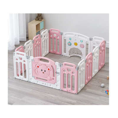 Corral rectangular grande para bebé plástico rígido con diseño de oso baby play fence 70.5c23.5c63 cm / lu6522