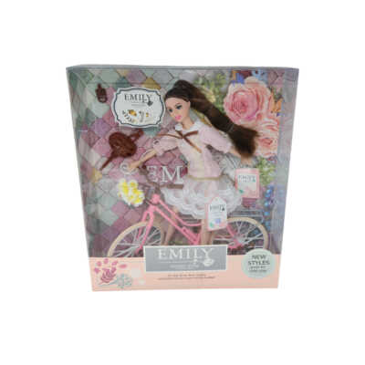 Muñeca emily con bicicleta, variedad de accesorios / qj077
