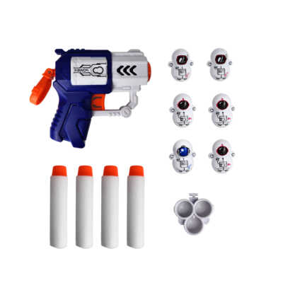 Pistola con 4 dardos de espuma + objetivos con diseño de astronauta / space team 118b-2