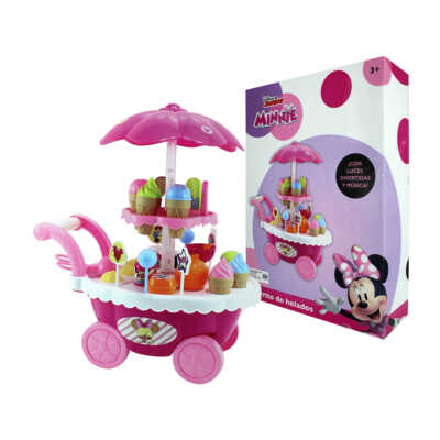 Carrito de helados montable de juguete con diseño de minnie mouse, luz, música y accesorios / Disney junior / t372148