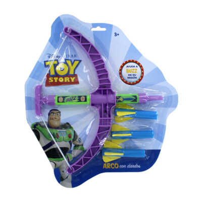 Juego de arquería infantil de juguete con 3 dardos de espuma, 3 figuras de practica y diseño de buzz lightyear / toy story / t372255