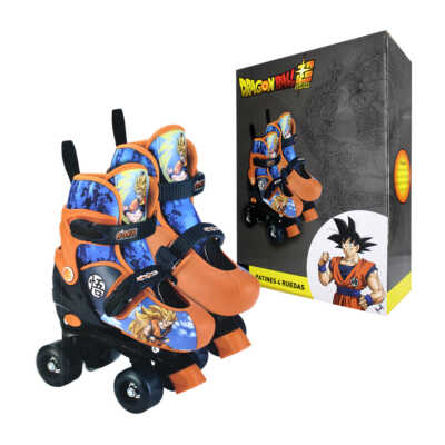 Par de patines infantiles ajustables con broches ajustables, cuatro ruedas y diseño de dragón ball, variedad de tallas / t378946-1-a