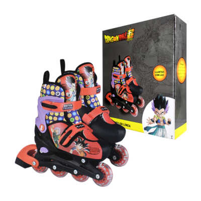 Par de patines en línea infantiles con bota acolchada, luz y diseño de dragón ball, variedad de tallas / t378950-1-b