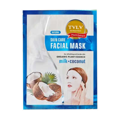 1pza Mascarilla facial refrescante para piel sensible con leche de coco 30ml / tvlv / tv9434