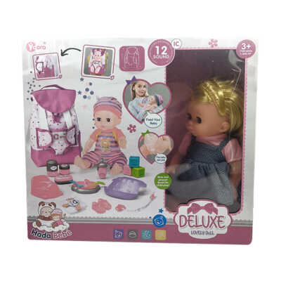 Muñeca con cangurera baby backpack lovely doll + accesorios, variedad de colores / wzb8801-8