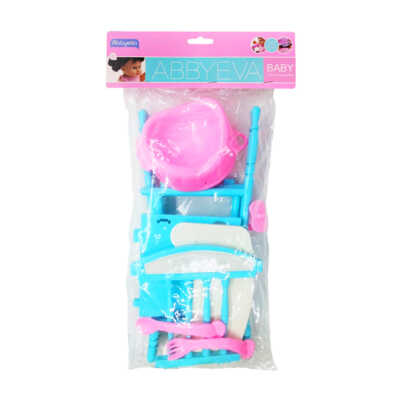 Blíster con silla pequeña 19x40cm abbyeva de juguete + accesorios para muñeca, variedad de colores / yl668c