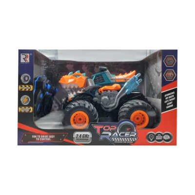 Carro monstruo de dinosaurio todo terreno a control remoto con luces y lanzador de spray, variedad de colores / top racer