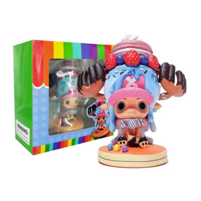 Figura coleccionable en forma de chopper con base y sombrero de pastel 11cm / one piece / tony tony chopper / zy-hzw-33