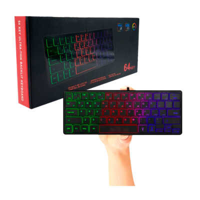 Mini teclado usb alámbrico con 64 teclas + luces rgb / 64key / 01319
