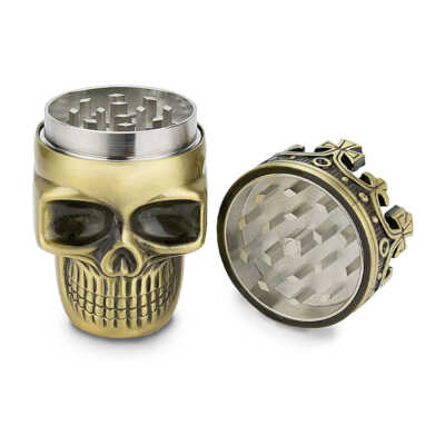Mini molino triturador manual con forma de calavera con corona para el tabaco / t214-115k