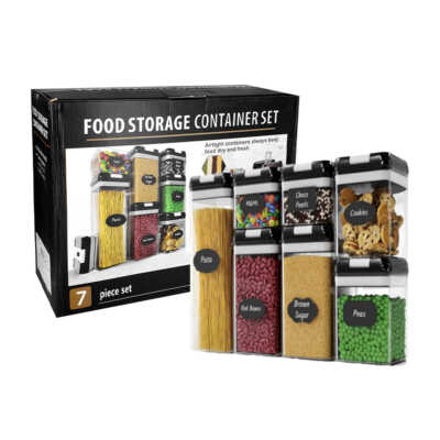 Juego de 7 recipientes especieros herméticos para almacenar alimentos, variedad de tamaños / food storage container set / 11835 / hy-607