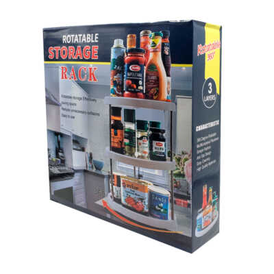 Estante organizador giratorio multifuncional de 3 niveles 25.3x6.8x25.3cm / rotatable storage rack / 16497