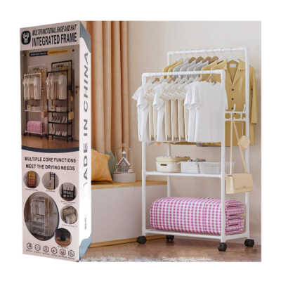 Closet organizador multifuncional con rueditas + 2 tubos para la ropa y 1 nivel de almacenaje, 56x166cm, variedad de colores / integrated frame / 81104