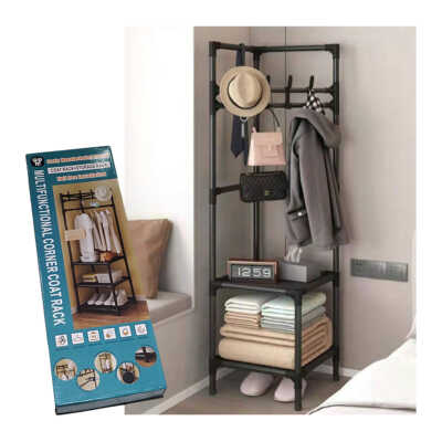 Closet organizador multifuncional con 2 niveles y perchero, variedad de colores / multifunctional corner coat rack