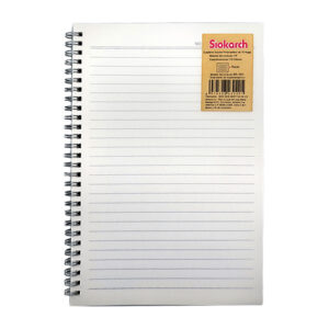Cuaderno / libreta nnm con doble espiral metálico, pasta transparente y 70 hojas de raya para trazo, 175x250mm / b5-001 / sb5-001
