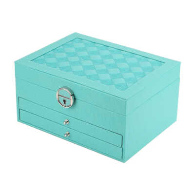 Joyero estuche organizador con llave, 2 cajones, mini espejo y diversos compartimentos, variedad de colores / 098748 / cx1820