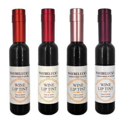 1pza Tinta brillo labial en forma de botella de vino 7g, variedad de tonos / wine lip tint / rd01