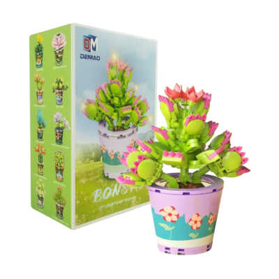 Figura didáctica con mini bloques armables en forma de maceta con flores, variedad de modelos / 744241