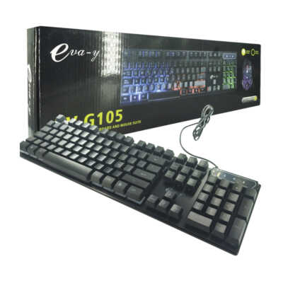 Juego de teclado mecánico y mouse aerodinámico con luz rgb y cables de alimentación usb para computadora / eva-y / ev-g105