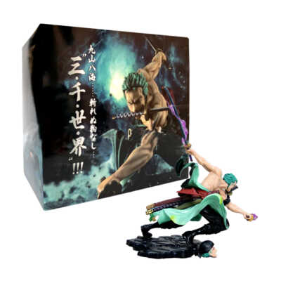 Figura coleccionable de roronoa zoro one piece con base y accesorios intercambiables, 15x19cm / 310164