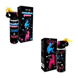 Dispensador en spray de polvo sorpresa para fiestas de revelación de género, variedad de colores / mojitoy / boy or girl / bzc-f003 / bo-419