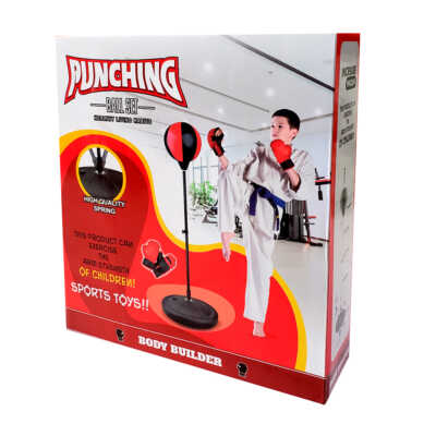 Pelota de boxeo con pedestal para niños, 35x115cm + par de guantes / punching ball set lu6573
