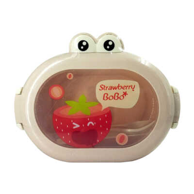 Tupper infantil ovalado con decoración de ojos y diseño animado + cubiertos, variedad de modelos / 208524