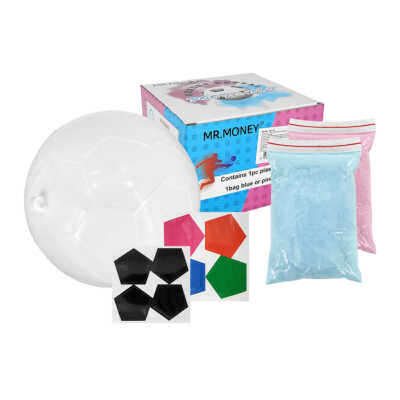 Pelota balón de fútbol con calcomanías y polvo de color para revelación de género, variedad de colores / mr. money / 6106-15