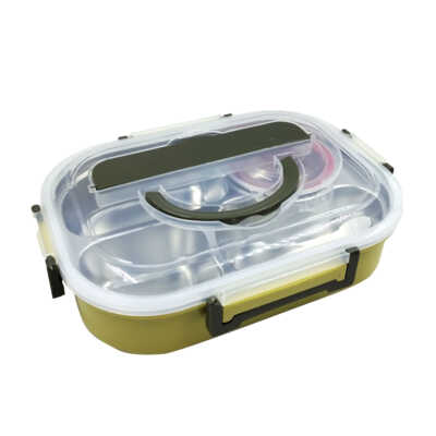 Tupper ovalado térmico de 4 compartimentos con cubierto de plástico + mini tupper térmico redondo, variedad de colores / upimstree / 8082 / 985772