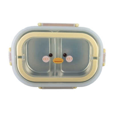Tupper térmico de 2 compartimentos con cubierto de plástico y estampado de pato, variedad de colores / 004918