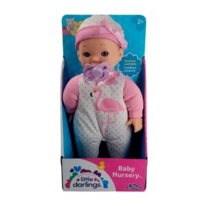 Muñeca bebé con pijama de flamenco y chupón lavable en maquina 28cm / baby nursery / little darling / 5612 / 23068naqh