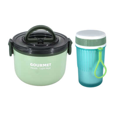 Juego de tupper redondo con cubierto + botella pequeña, variedad de colores / gourmet