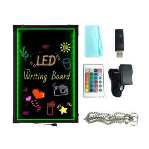 Tablero pintarrón de cristal led para letrero llamativo con control remoto y accesorios, 30x40cm / dx3040