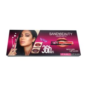 Kit de 12 brillos labiales matte + 12 lápices delineadores en diversos tonos / sandy beauty / sg6077