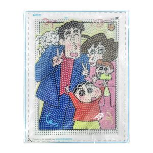 Dibujo interactivo rectangular con diseño de crayon shin-chan + accesorios tipo pedrería y marco con base de madera, variedad de modelos
