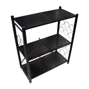 Estante de almacenamiento plegable grande con rueditas y 3 niveles / 3cgd