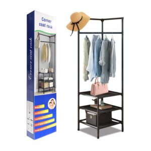 Closet organizador multifuncional con 2 niveles y perchero, variedad de colores / corner coat rack / 9603