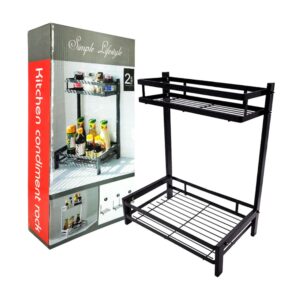 Estante organizador rectangular multifuncional metálico de 2 niveles 32x19.5x40cm, variedad de colores / kitchen condiment rack / hp43-426