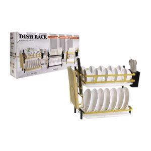Escurridor de trastes metálico con 2 niveles y 3 soportes para los cubiertos / dish rack / hp12-843h
