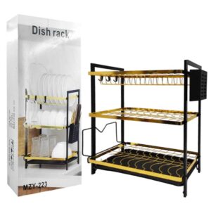 Escurridor de trastes metálico con 3 niveles y soporte para los cubiertos / dish rack / hp65-266 / mzy-223